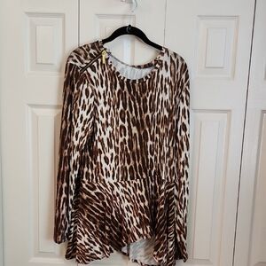 Michael Kors Leopard Print Long Sleeve Women's Top